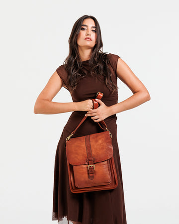 Art N Vintage Classic Buckle Leather Sling Bag