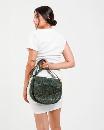 Vintage Olive Classic Genuine Leather Crossbody Sling Bag