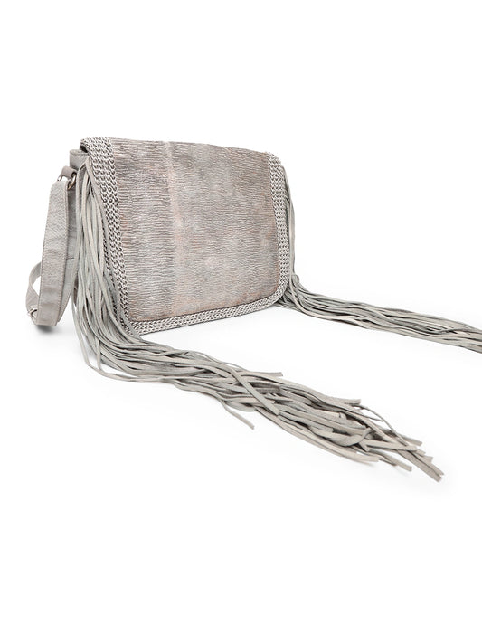 Women’s Real Leather Fringe Crossbody Bag