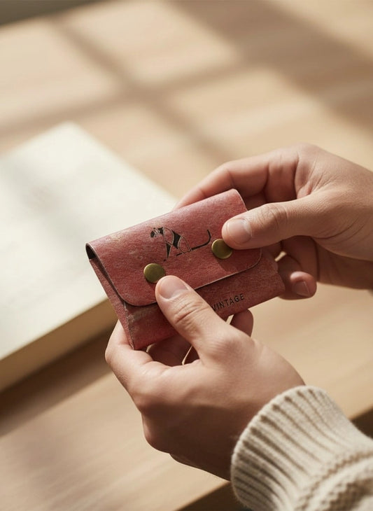 Art N Vintage Real Leather Snap Card Holder Pouch