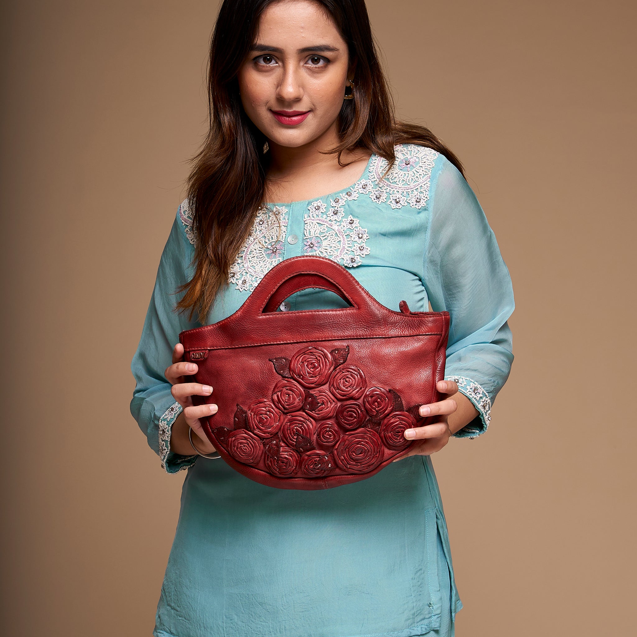 SEPHORA Rosetta Womens Real Leather Handbag by Art N Vintage- Rose