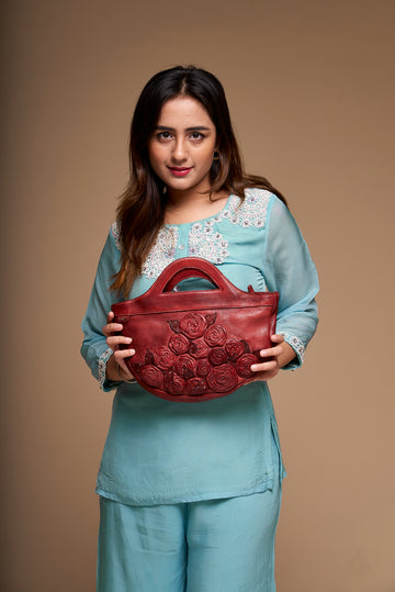 SEPHORA Rosetta Womens Real Leather Handbag by Art N Vintage- Rose