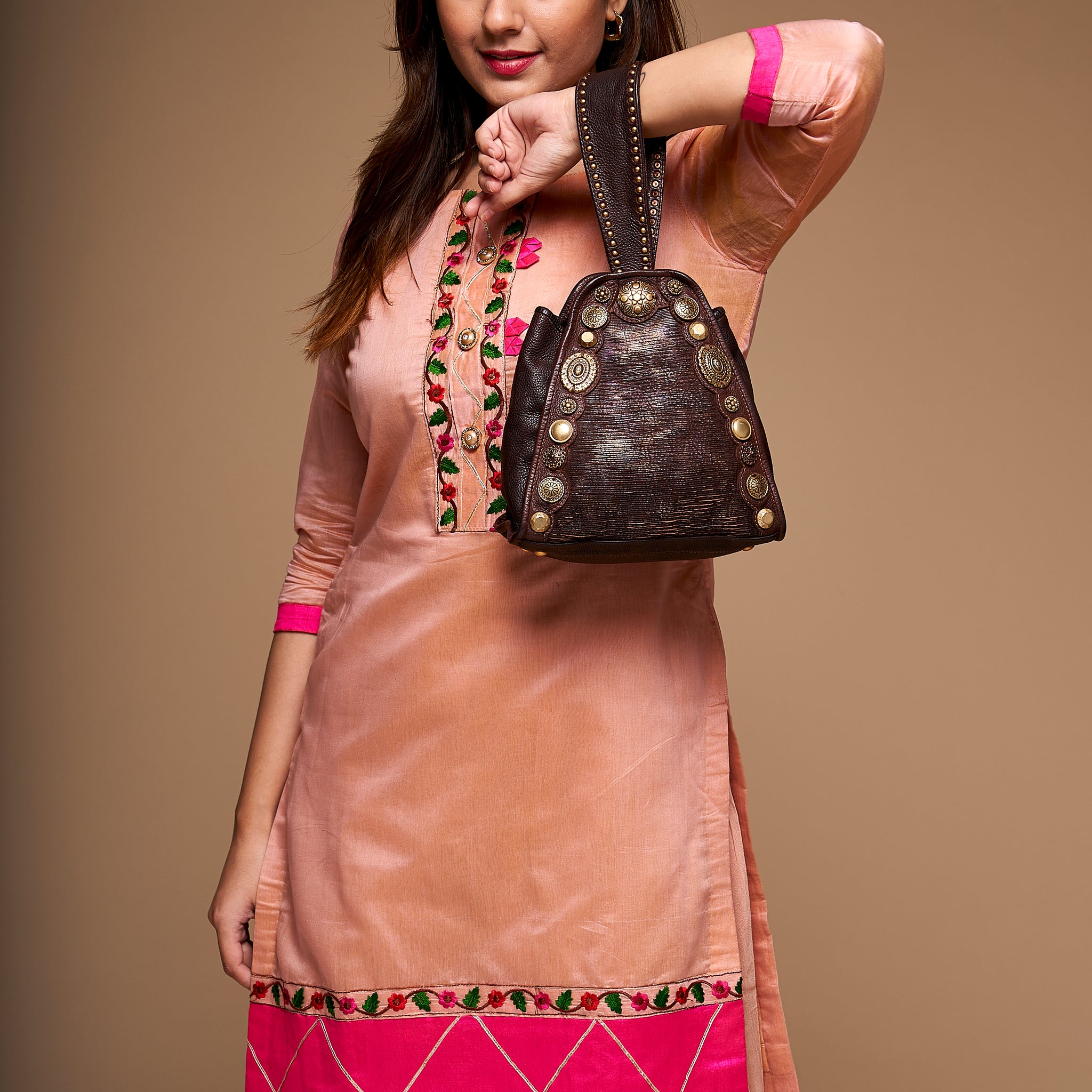 SILVIA: Beige Womens Real Leather Bucket Bag by Art N Vintage