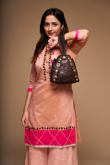 SILVIA: Beige Womens Real Leather Bucket Bag by Art N Vintage