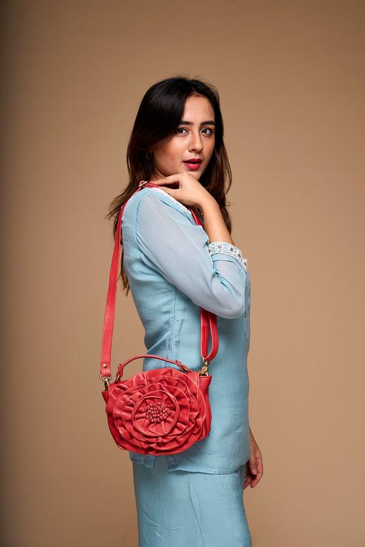 CELINE: Womens Real Red Leather Sling Bag by Art N Vitnage