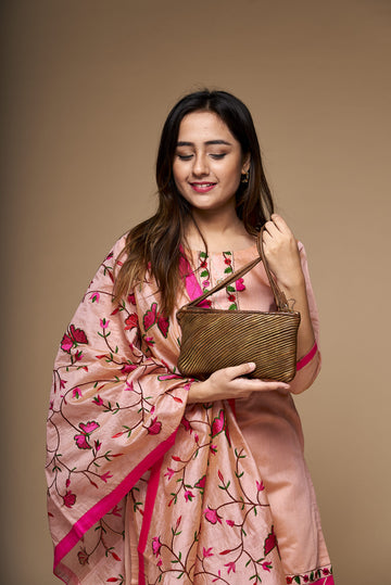 Gilded Elegance Textured Mini Hand Bag