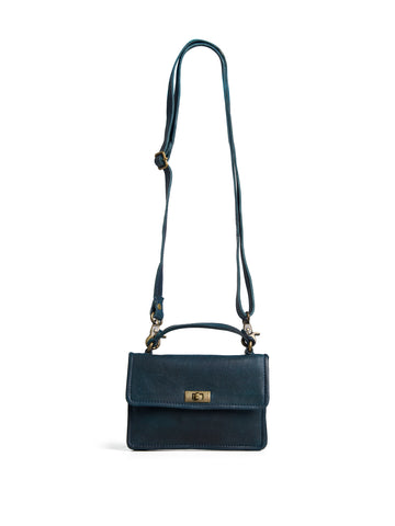 Compact Leather Hand Bag – Navy Blue