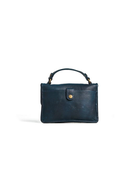 Compact Leather Hand Bag – Navy Blue