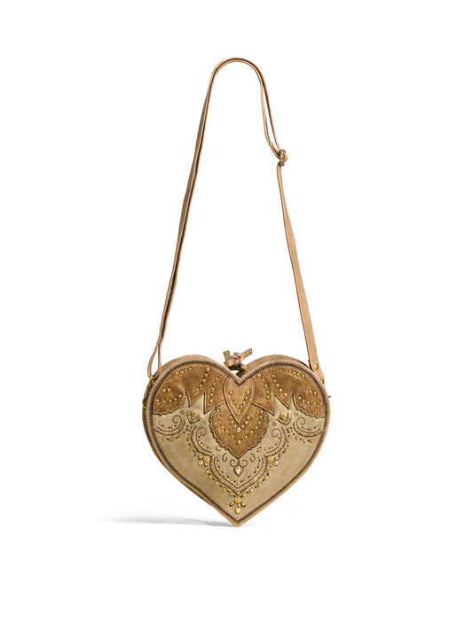 AGATE: Womens Real Leather Heart Shape Handbag by Art N Vintage