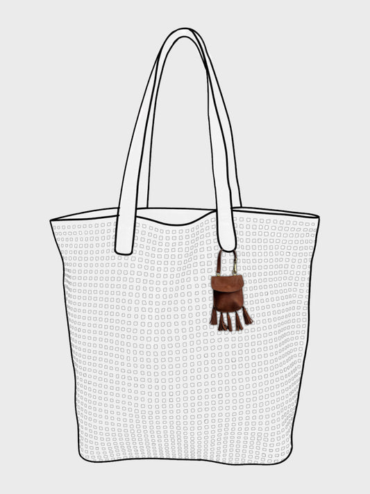 Pouch Cognac leather bag charm by art n vintage
