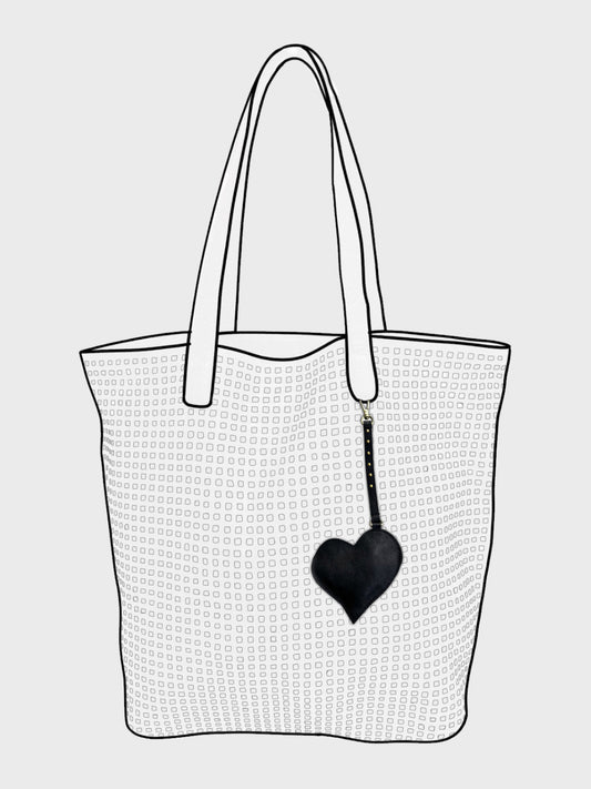 BLACK heart shape leather bag charm by art n vintage