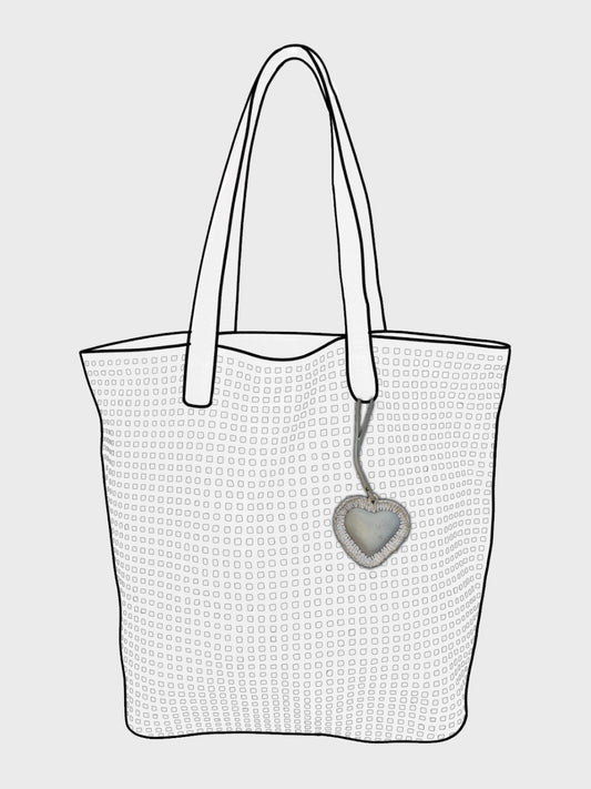 WHITE : leather bag charm by art n vintage