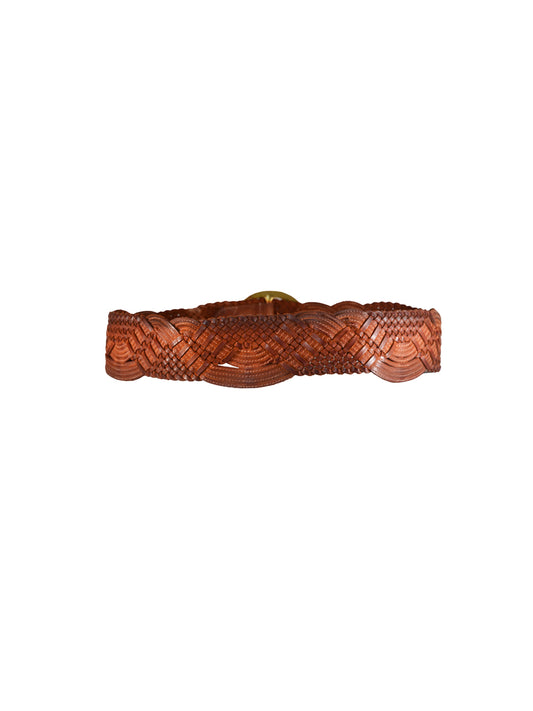 Tan Burnished Midbar Braided Wide Hip Belt by Art N Vintage