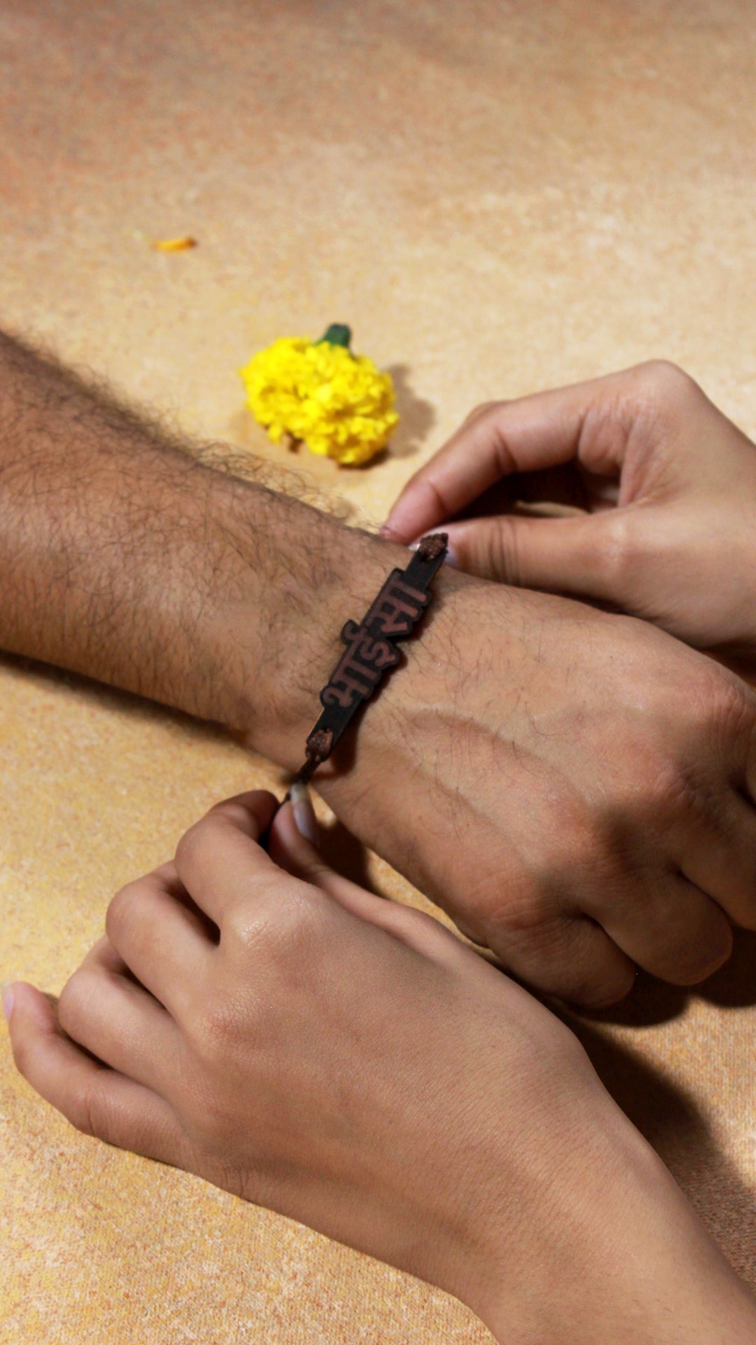 Handmade Leather Rakhi with “भाईसा” Engraving