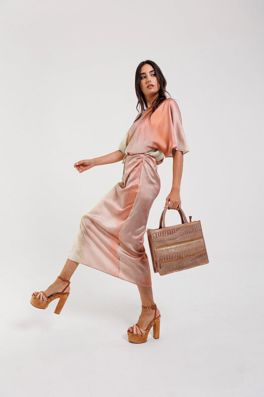 VALERIA: Womens Real Beige Leather Tote Bag by Art N Vintage