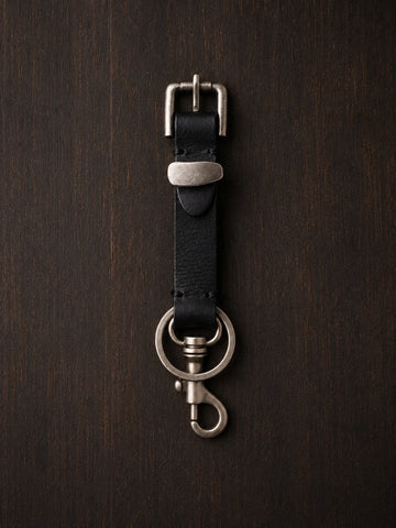 Urban Black Leather Buckle Keychain