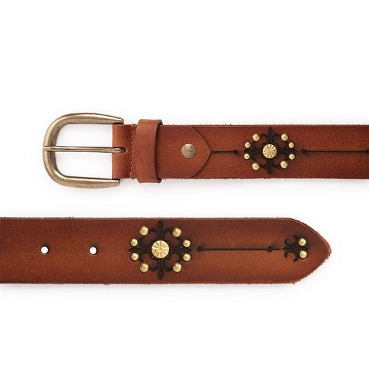 Tan Women's Genuine Leather Belt by Art N Vintage