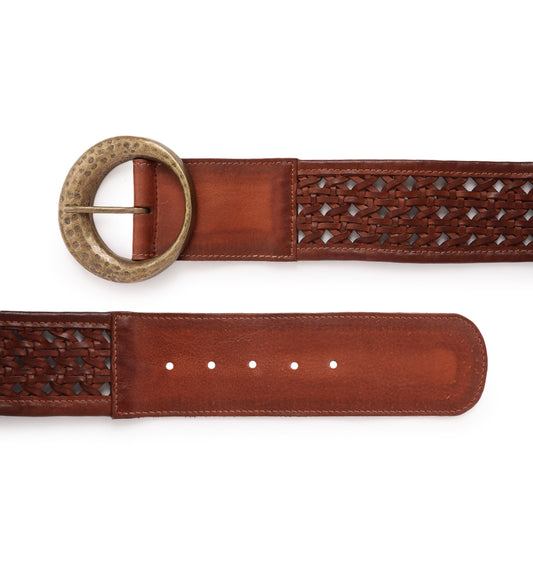Cognac  Women's Genuine Leather Belt by Art N Vintage