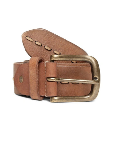 Vintage Hand-Stitched Leather Belt – Classic natural