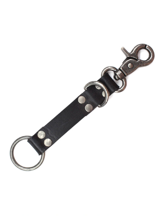 Classic Black Leather Keychain with Swivel Hook
