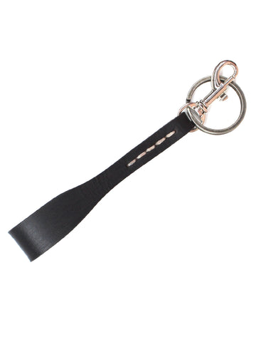 Artisan Black Leather Loop Keychain