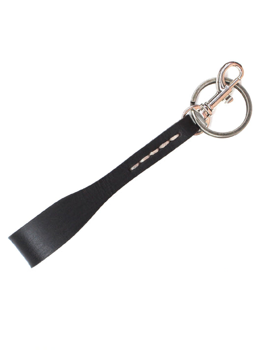 Artisan Black Leather Loop Keychain