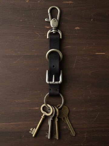 Ryder Black Leather Buckle Keychain