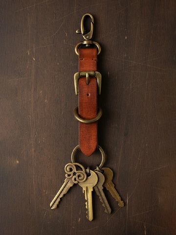 Heritage Tan Leather Buckle Keychain