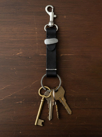 Urban Black Leather Buckle Keychain
