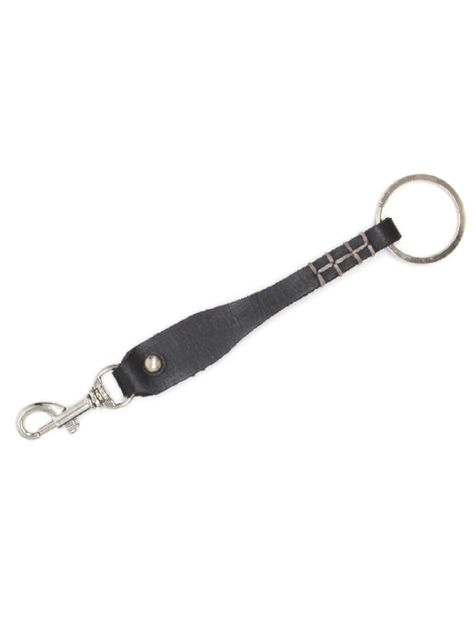 Handcrafted Black Leather Keychain with Silver Lobster Clasp