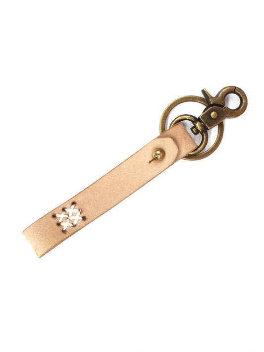Artisan Natural Leather Keychain with Antique Brass Hook