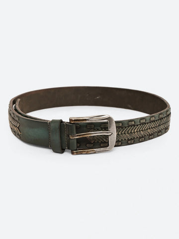 Teal Green Handwoven Leather Belt