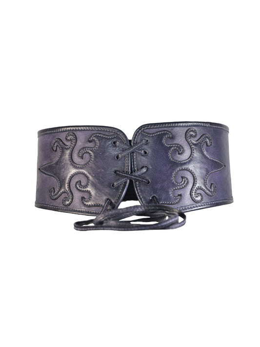 Purple Patchwork Leather Belt For Women By Art N Vintage