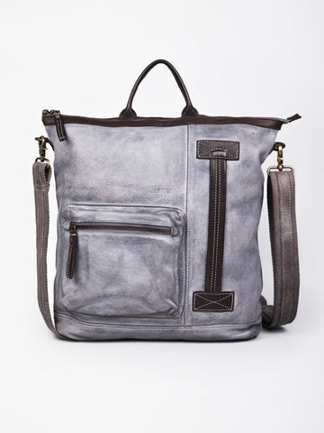 Ezra: Washed Vintage Leather Dual Color Backpack