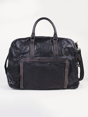 Genuine Black Leather Weekender Bag By Art N Vintage