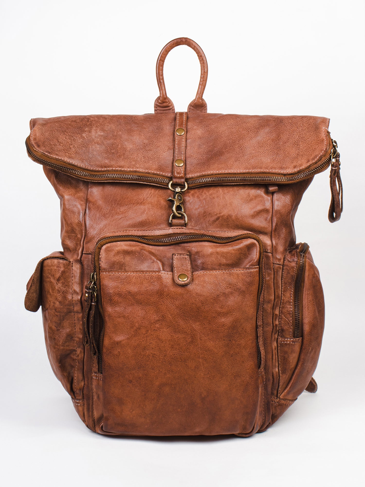 Cognac Leather Backpack By Art N Vintage