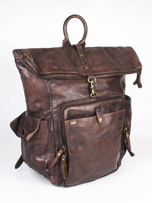 Brown Leather Backpack By Art N Vintage