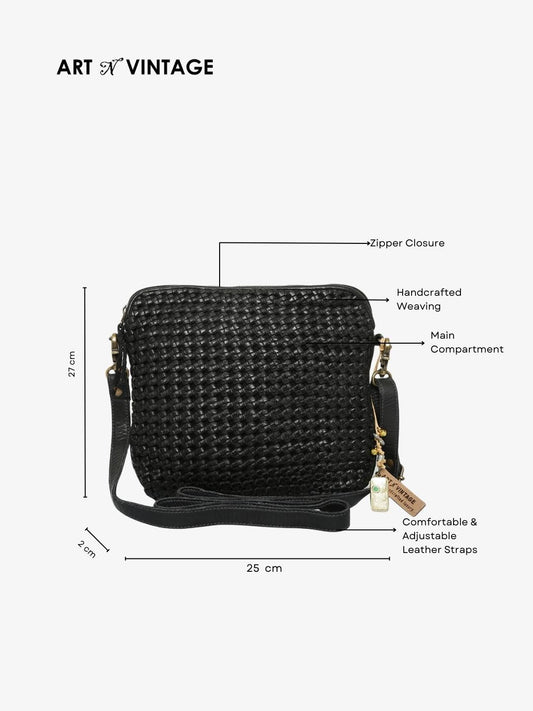 Eve: Black Square Knot Small Crossover Bag