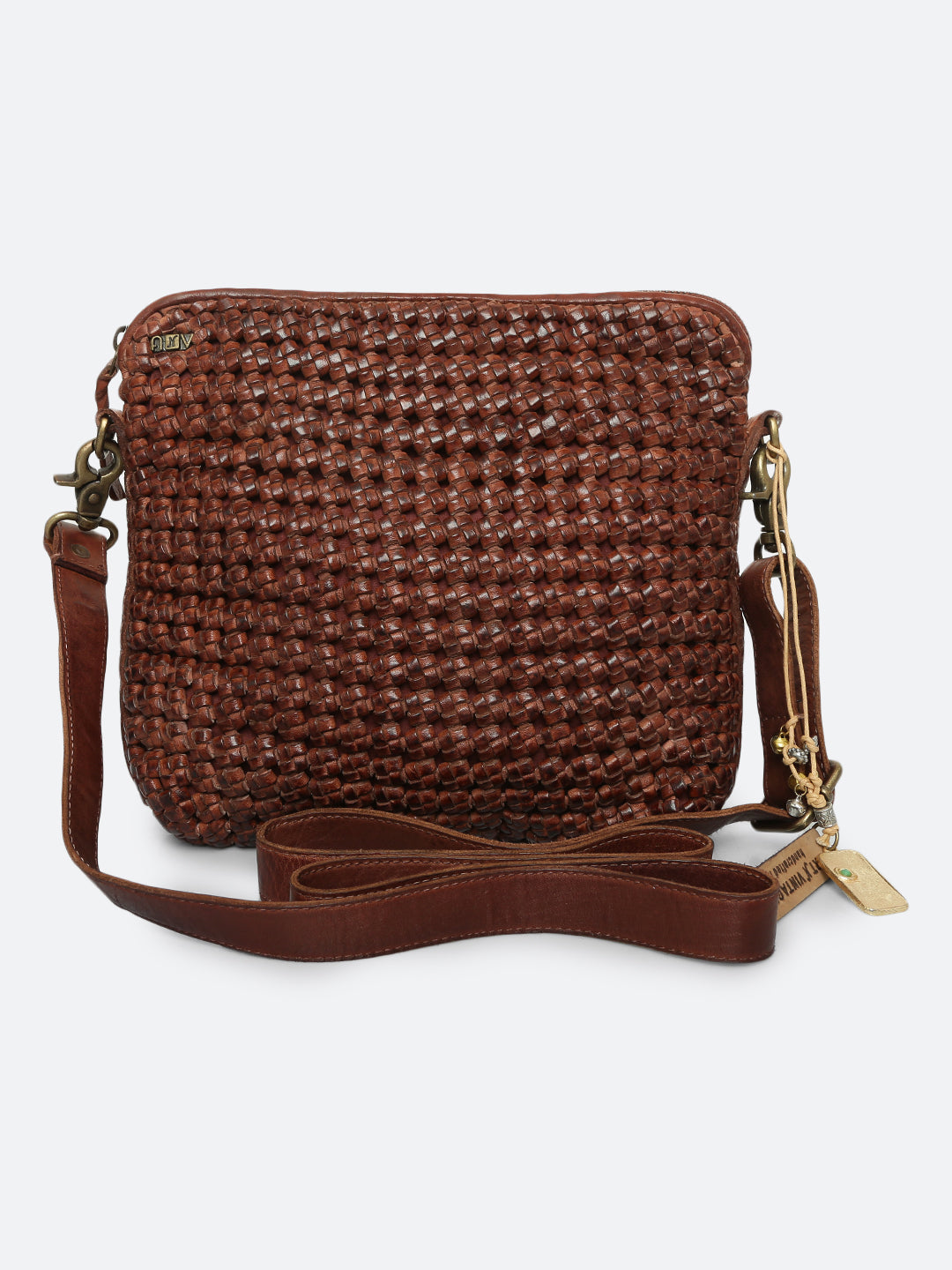 Mini Saddle Leather Crossbody Bag - Cognac - ALEXANDRA DE CURTIS