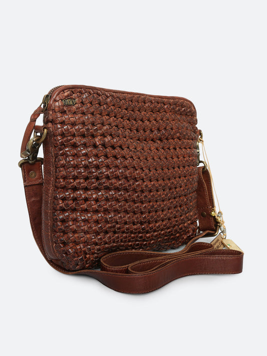 Eve: Cognac Square Knot Small Crossover Bag