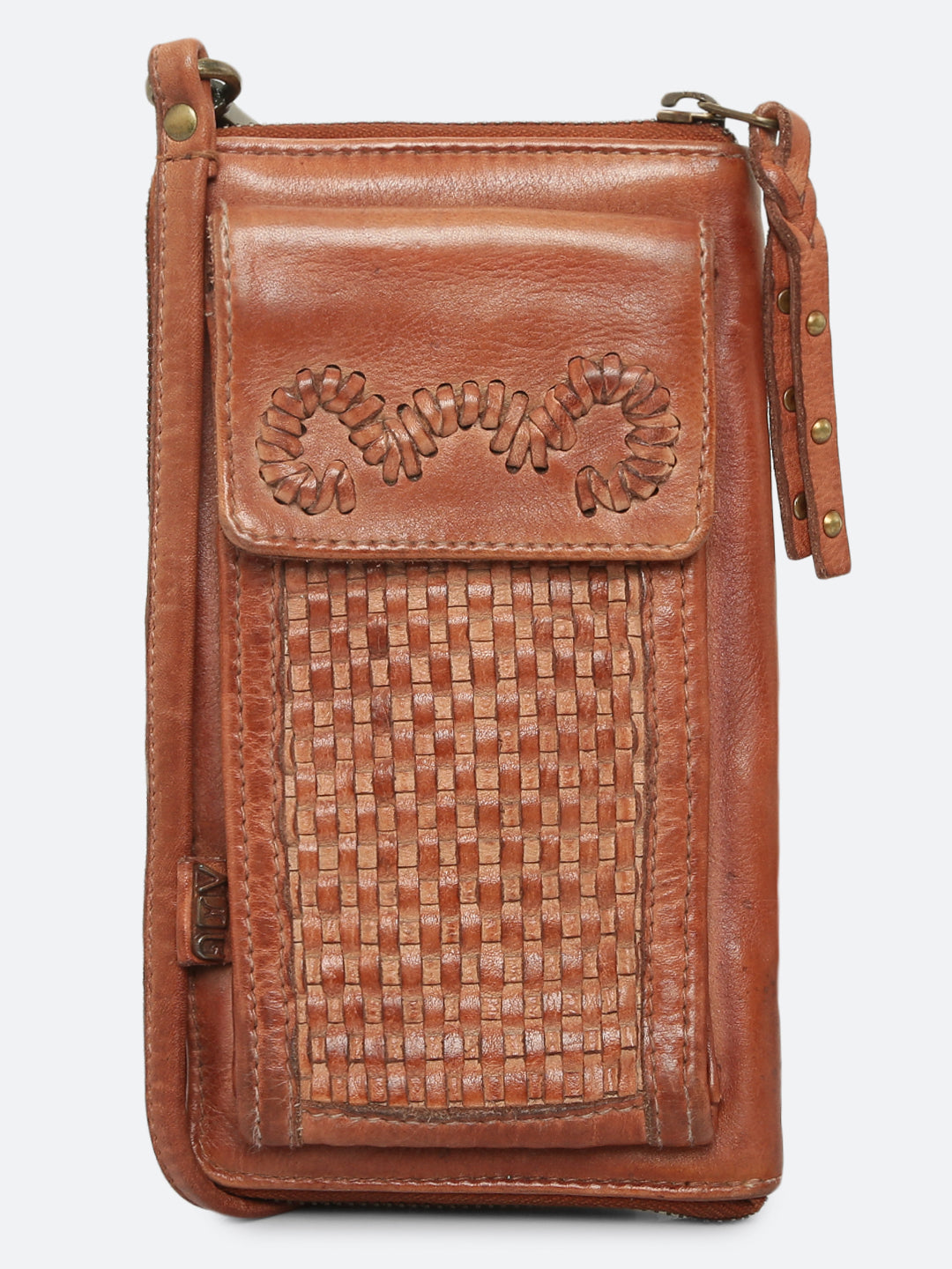 Maria: Leather Hand Weaving Crossbody Mobile Wallet
