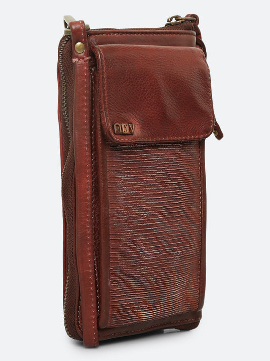 Silvia: Meatllic Effect Razor Leather Phone Wallet Sling