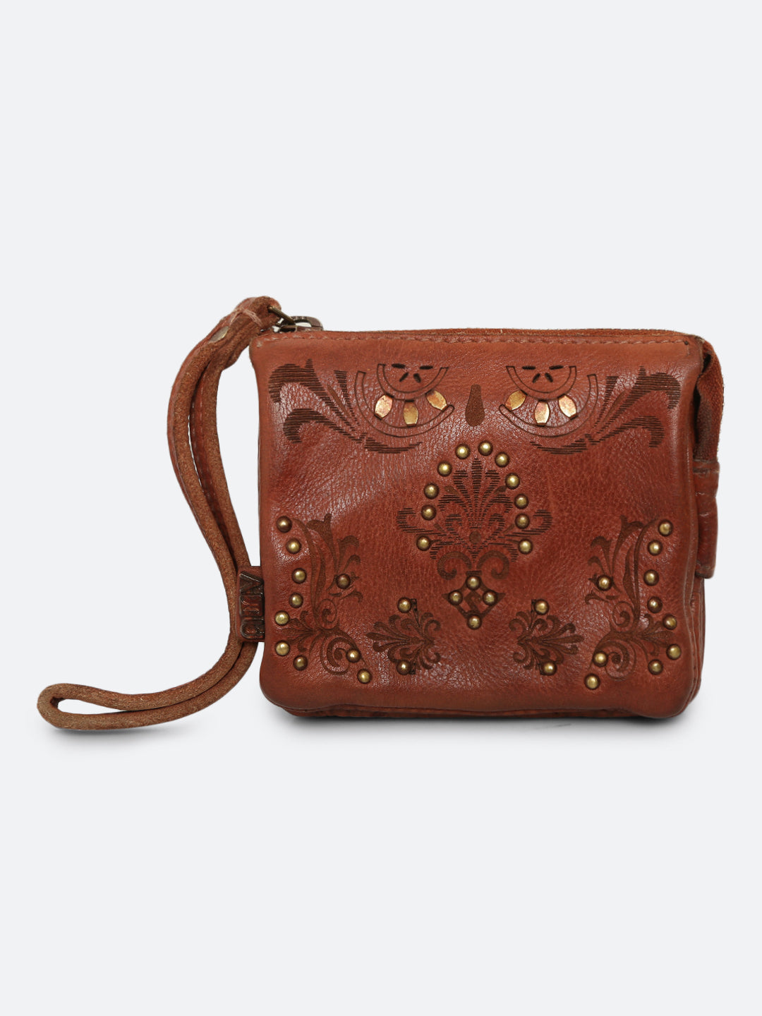 Carob: Mini Wristlet Card Pouch With Floral Pattern