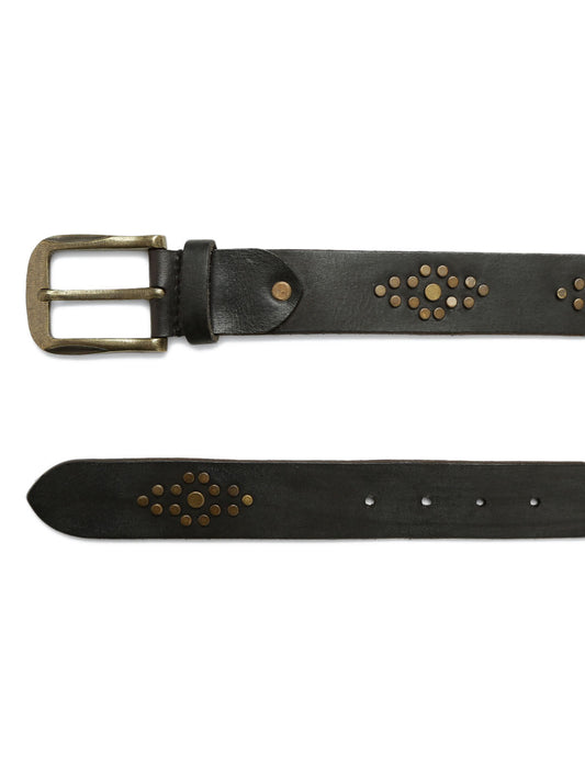 Mens Black Studded Leather Belt By Art N Vintage