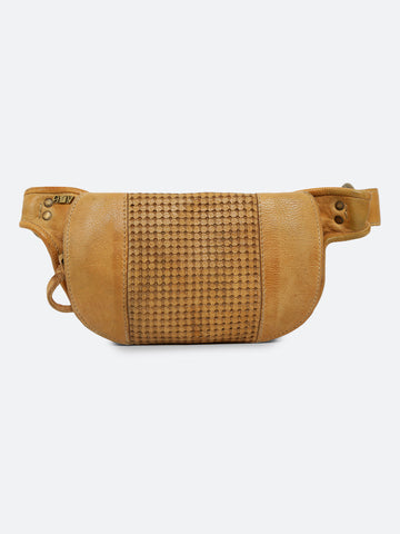Sand Genuine Leather Crossover Waist Belt Bag