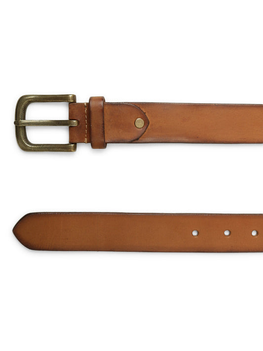 Genuine Tan Plain Mens Leather Belt By Art N Vintage