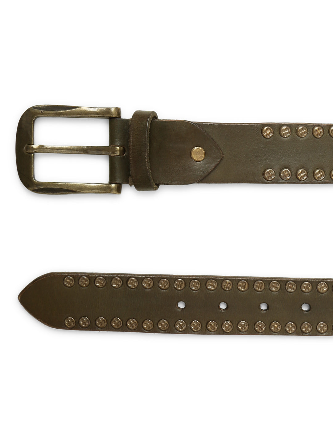 Leather Belt – Olive Studded Handcrafted display picture 1