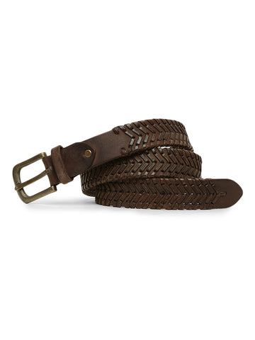Genuine Brown Leather Hand-woven Belt