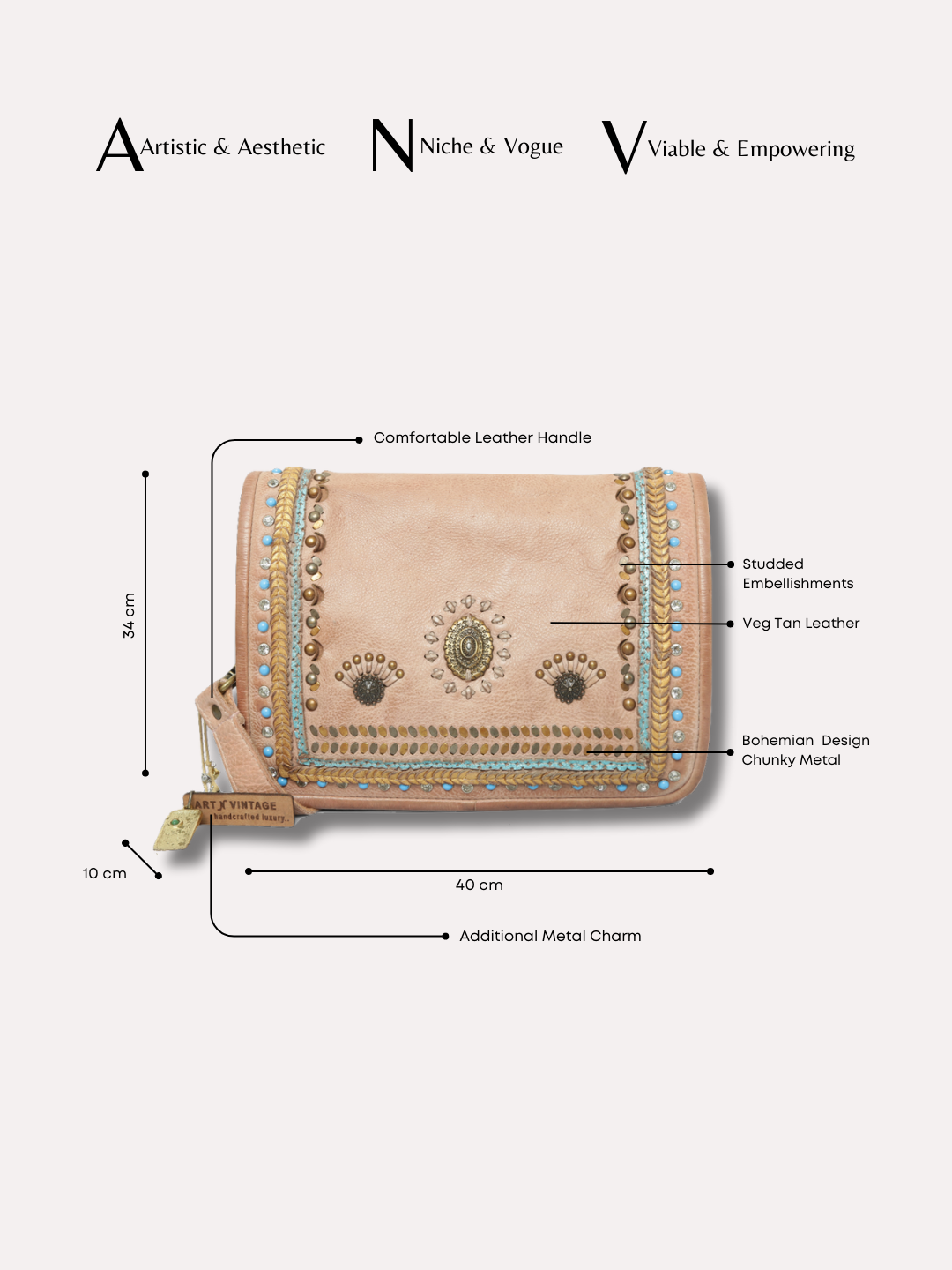 Bay: cognac washed printed leather cross body by Art N Vintage