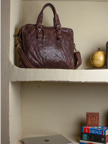 Brown Leather Plain Design Laptop Bag by art n vintage